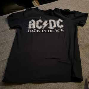 Black AC/DC back in black shirt sleeve band t shirt EDGY FEMININE